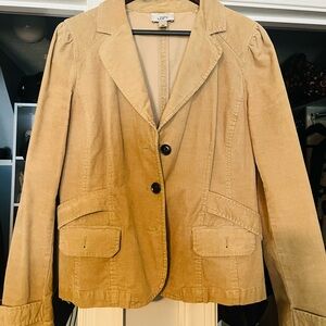 LOFT Women's Corduroy Beige Blazer with Button Detail